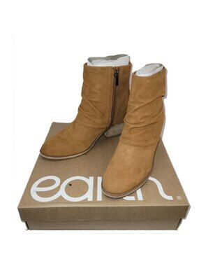 NWT Earth Savvy Block Heel Ruched Casual Booties Medium Brown Women's Size 9M